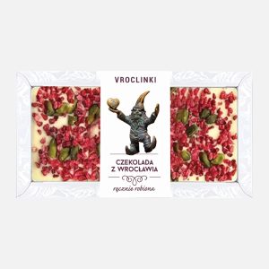 Czekolada biała z malinami i pistacjami 80g - Vroclinki Manufaktura Czekolady