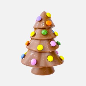 Choinka 3D z mlecznej czekolady z lentilkami (60g) - VROCLINKI MANUFAKTURA CZEKOLADY