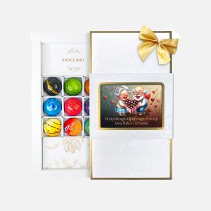 Praliny Okazjonalne - Zestaw 9 Pralin - DZIEŃ BABCI I DZIADKA - Vroclinki Manufaktura Czekolady