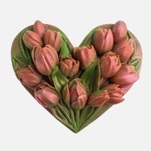 Serce z bukietem tulipanów z mlecznej czekolady (40g) - VROCLINKI MANUFAKTURA CZEKOLADY